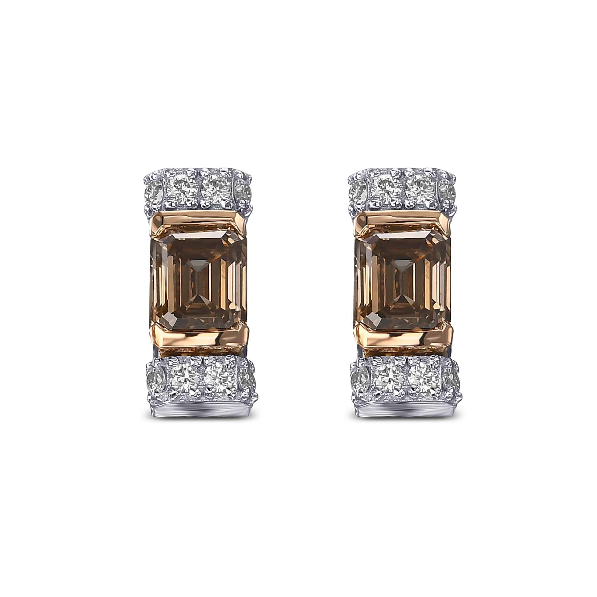 Fancy Brown Emerald Diamond Stud Earrings