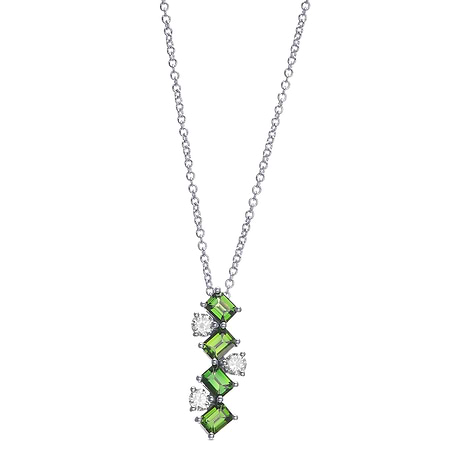 Green Tourmaline and Diamond Drop Pendant, SKU 31596R (0.94Ct TW)
