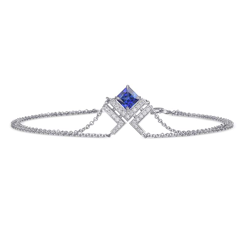 Princess Sapphire Leibish Logo Pave Bracelet, SKU 31793R (0.40Ct TW)