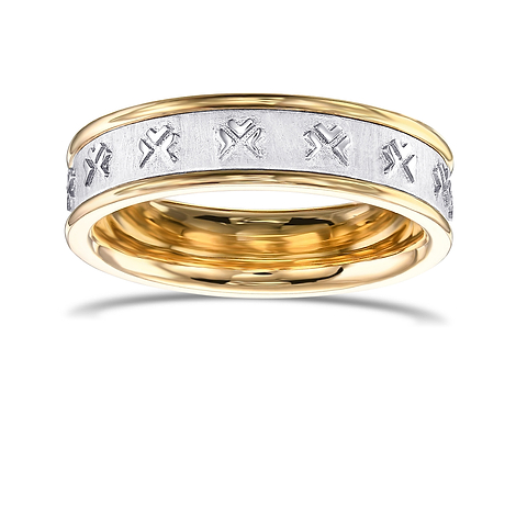 Men's Gold Band Ring with Embossed Leibish Logo, SKU 31801R