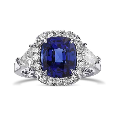 Cushion Sapphire & Triangle Halo Ring, SKU 31910V (4.25Ct TW)