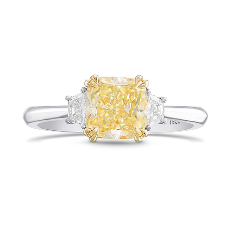 Fancy Yellow Cushion Three-stone Ring, SKU 385672 (1.74Ct TW)