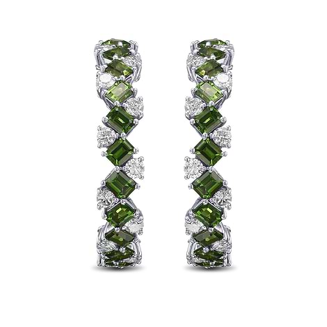 Tourmaline and Diamond Hoop Earrings, SKU 482023 (8.01Ct TW)