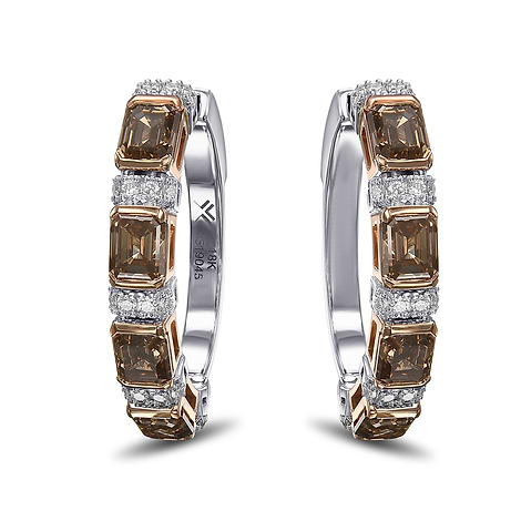 Fancy Brown Diamond Hoop Earrings, SKU 519045 (4.98Ct TW)