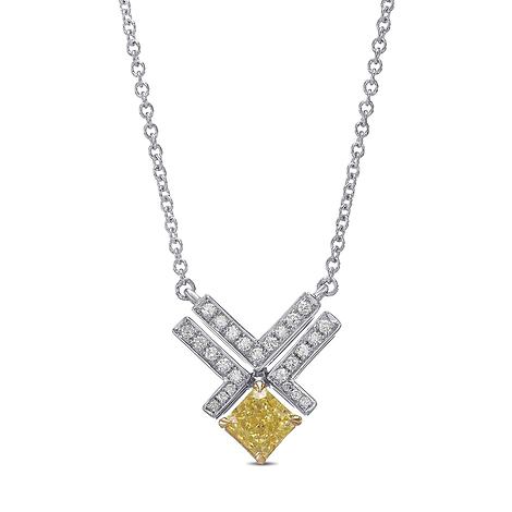 Fancy Intense Yellow and White Diamond Leibish Logo Pave Pendant, SKU 550924 (0.72Ct TW)