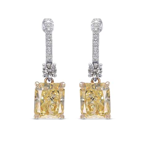 Fancy Light Yellow Radiant Diamond Drop Earrings, SKU 559733 (2.61Ct TW)