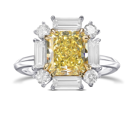 Fancy Yellow Cushion Halo Diamond Ring, SKU 572862 (3.00Ct TW)