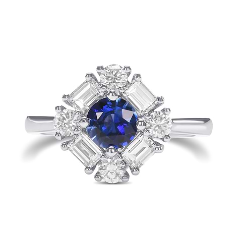 Round Blue Sapphire and Diamond Halo Ring, SKU 575290 (1.61Ct TW)