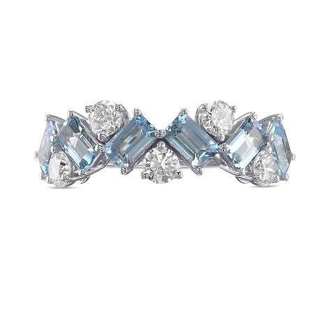 Aquamarine and Diamond Band Ring, SKU 586537 (1.98Ct TW)